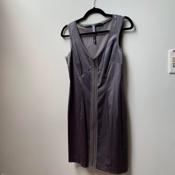 Kensie Grey Sleeveless Pencil Dress with Zip V-Neck - Picture 2 of 3